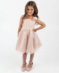 Rare Editions Toddler and Little Girls Glitter Soutache Social Dress