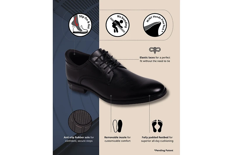 Marc Joseph New York Men's State Street Hands-Free Slip On Technology Plain Toe Dress Oxfords
