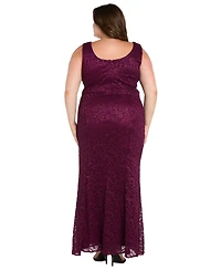 R & M Richards Plus Metallic Lace Jacket and Dress