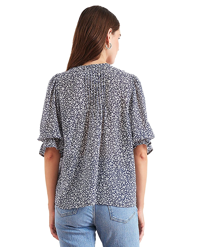 Paneros Clothing Cotton Chloe Shirt Navy Vintage Bloom