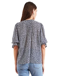 Paneros Clothing Cotton Chloe Shirt Navy Vintage Bloom