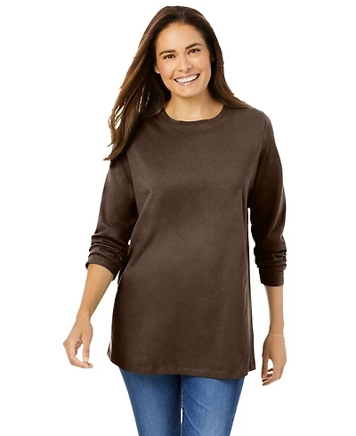 Woman Within Women's Perfect Long-Sleeve Crewneck Tee