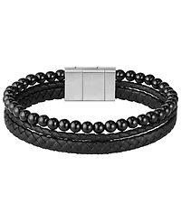 Hugo Boss Sphere Mixed Ionic Plated Brown Leather Yellow Tiger Bracelet