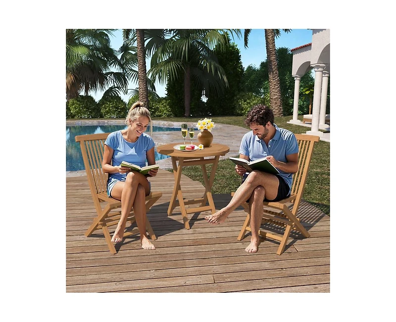 Decksplore Outdoor teak folding three-piece set