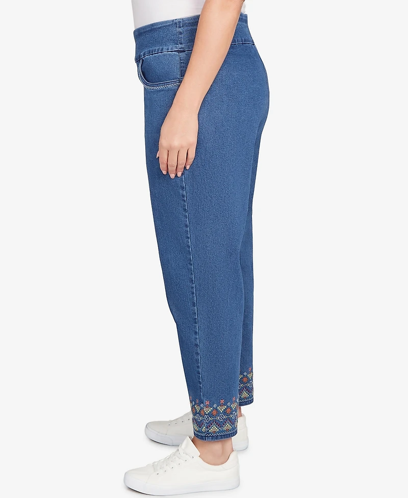 Alfred Dunner Plus Sunset Canyon Super Stretch Geometric Denim Ankle Pants