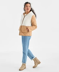 Style & Co Women's Mixed Media Sherpa Jacket, Macy's Exclusive