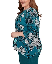 Alfred Dunner Plus Lake Champlain Floral Printed Beaded Neck Top