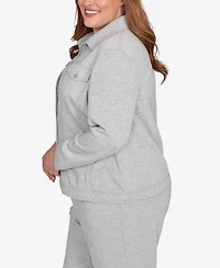 Alfred Dunner Plus Casual Vibe Shimmer Collared Button Jacket