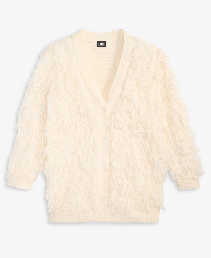 I.n.c. International Concepts Women's Fuzzy Oversized V-Neck Cardigan Sweater, Macy's Exclusive