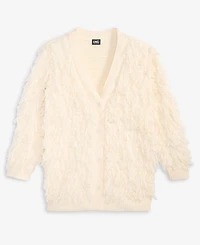 I.n.c. International Concepts Women's Fuzzy Oversized V-Neck Cardigan Sweater, Macy's Exclusive