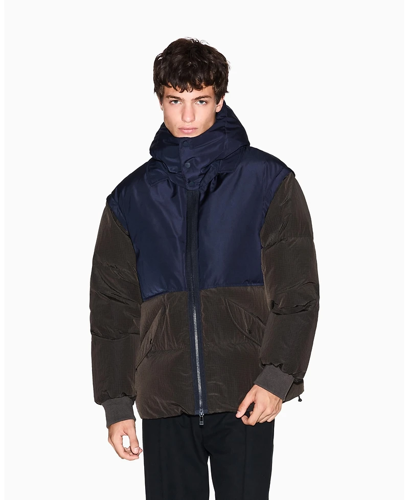 A|X Armani Exchange Men's Color Block Hooded Puffer Jacket