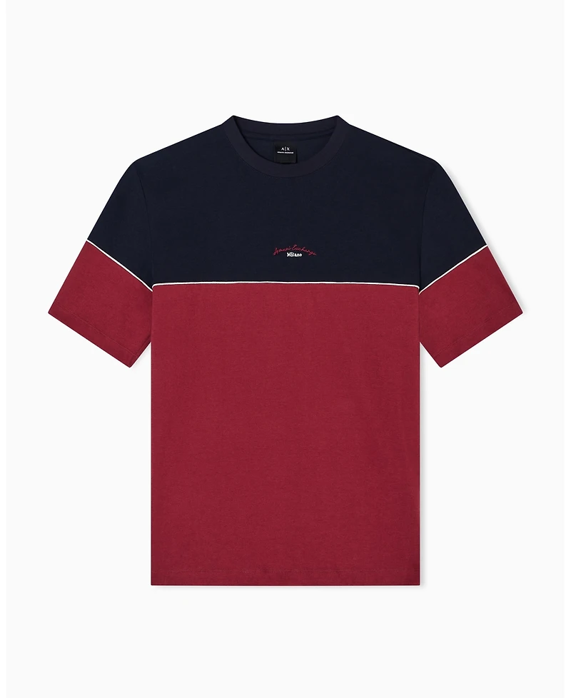 A|X Armani Exchange Men's Color Block Embroidered Center Logo T-Shirt