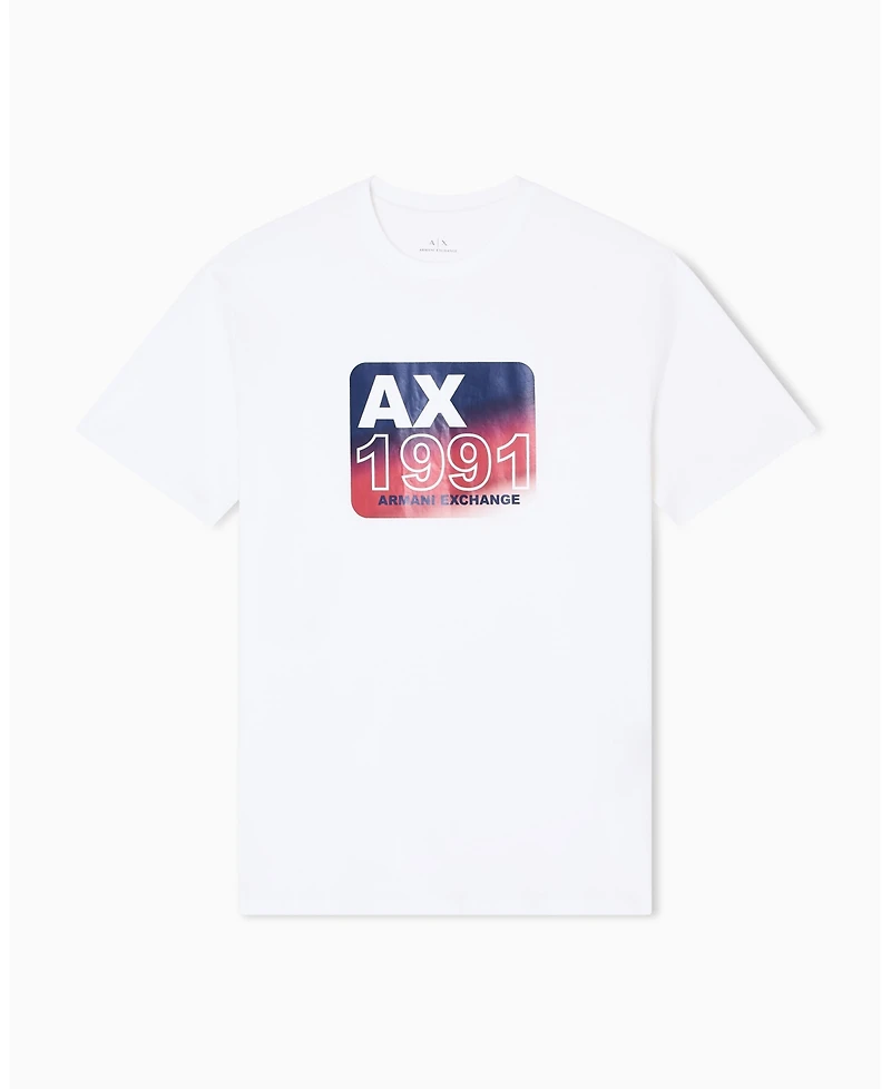 A|X Armani Exchange Men's Grid Box "A X 1991" Badge Graphic T-Shirt