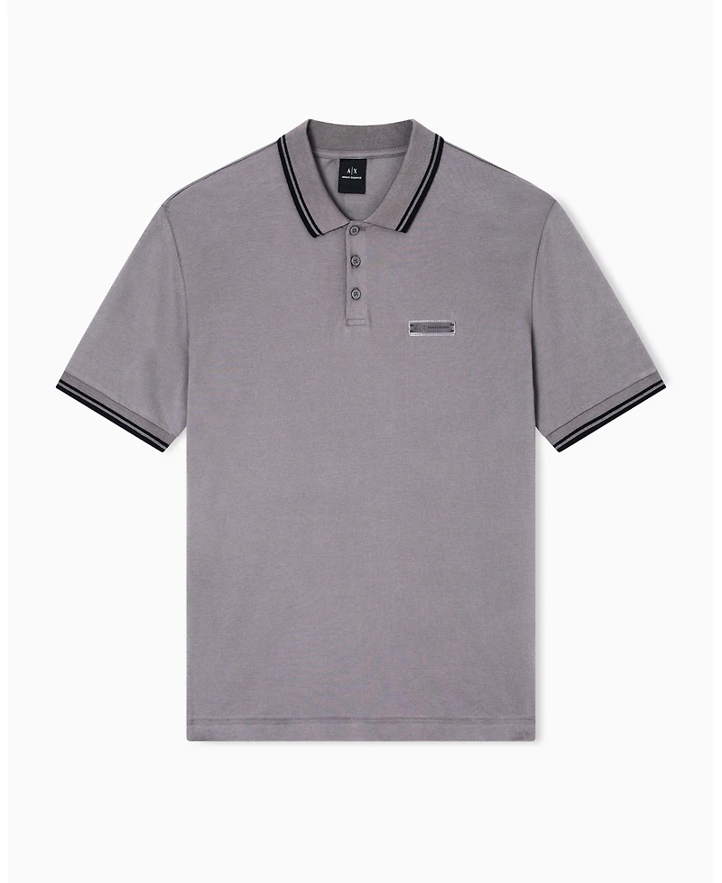 A|X Armani Exchange Men's Cozy Lab Pique with Collar Tipping Polo Shirt