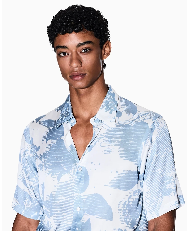 A|X Armani Exchange Men's Short Sleeve Viscose Floral Woven Shirt