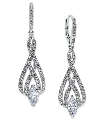 Eliot Danori Silver-Tone Marquise Crystal and Pave Drop Earrings, Created for Macy's