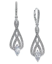 Eliot Danori Silver-Tone Marquise Crystal and Pave Drop Earrings, Created for Macy's