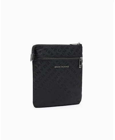 A|X Armani Exchange Men's Satin Jacquard Allover Logo Crossbody Bag