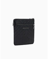 A|X Armani Exchange Men's Satin Jacquard Allover Logo Crossbody Bag