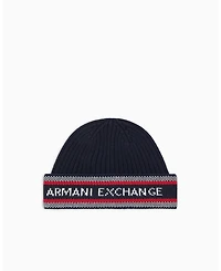 A|X Armani Exchange Men's Logo Tape Beanie Cap