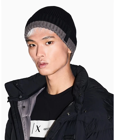 A|X Armani Exchange Men's Cozy Lab Color Block Beanie Cap