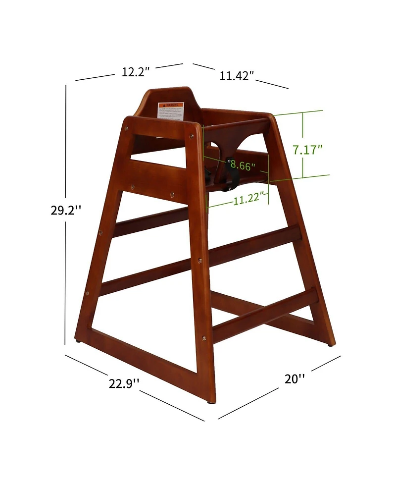Jujabu Walnut Solid Wood Double Feeding Eat and Grow Portable High Easy to Clean Baby Booster Chair