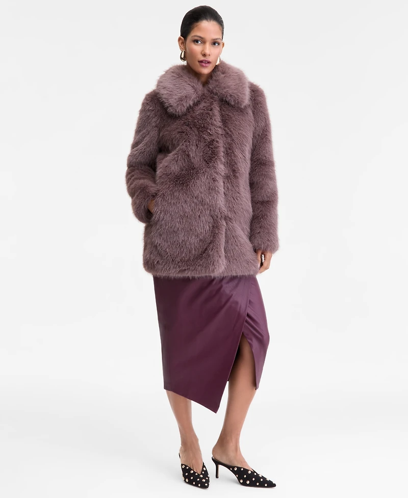 I.n.c. International Concepts Women's Lapel Collar Faux-Fur Coat, Macy's Exclusive