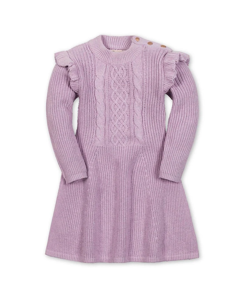 Hope & Henry Little and Big Girls' Organic Long Sleeve Flutter Detail Sweater Dress