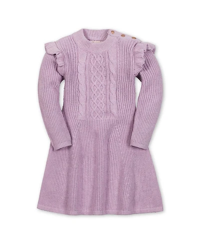 Hope & Henry Little and Big Girls' Organic Long Sleeve Flutter Detail Sweater Dress
