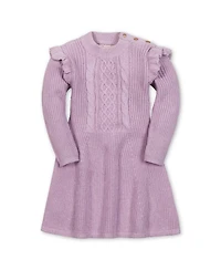 Hope & Henry Little and Big Girls' Organic Long Sleeve Flutter Detail Sweater Dress