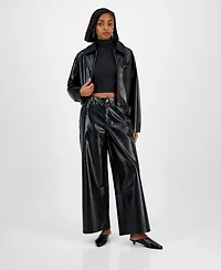 Bar Iii Women's Crocodile-Embossed Faux Leather Pants, Macy's Exclusive