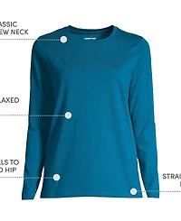 Lands' End Women's Relaxed Supima Cotton Long Sleeve Crew Neck T-Shirt