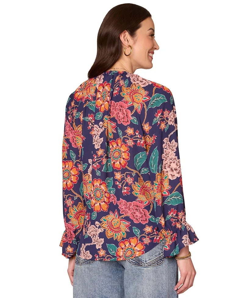 Democracy Petite Long Flounce Sleeve Top
