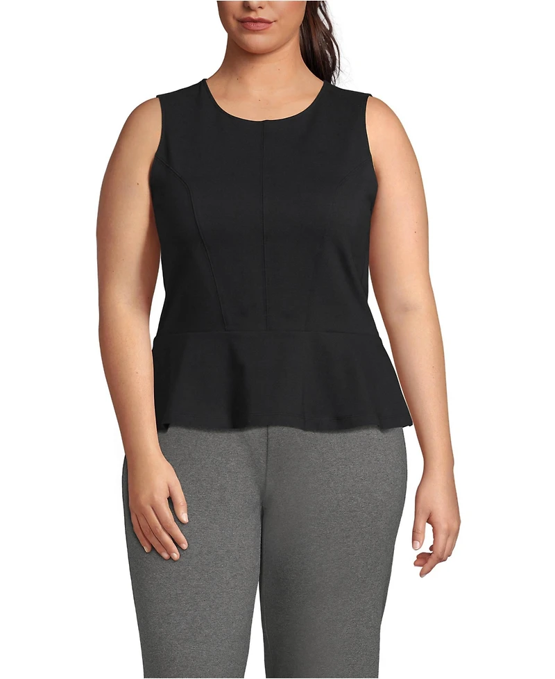 Lands' End Women's Plus Sleeveless Starfish Peplum Top