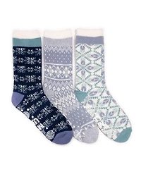 Muk Luks Women's Tall Cozy Lined Lounge Sock 3 Pack
