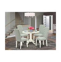East West Furniture Dining Room Set Linen White, DLCE5-whi-15