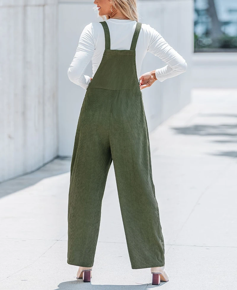 Cupshe Women's Chic Corduroy Wide-Leg Overalls