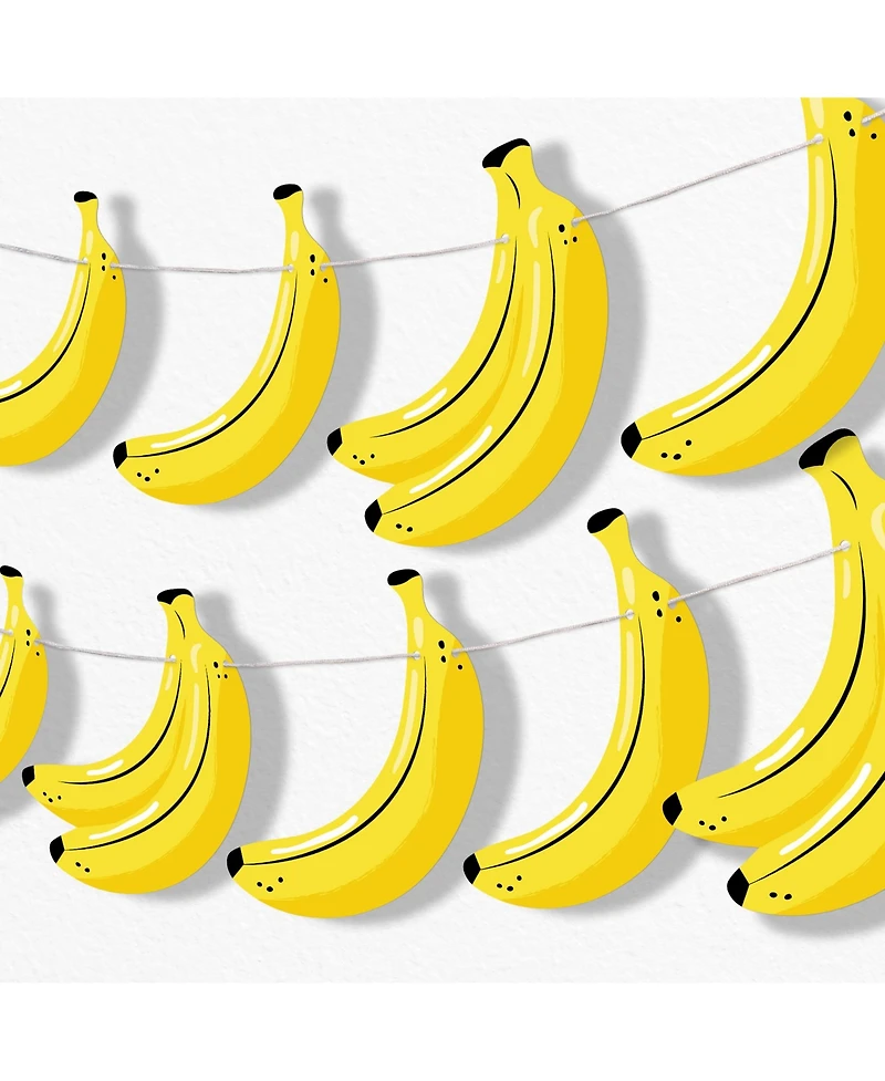 Big Dot of Happiness Let's Go Bananas Garland Banner, 30 Feet of Cord, 15 Double-Sided Banana Bunches