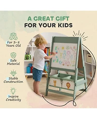 Qaba 3-in-1 Art Easel for Kids, Double-Sided Kids with Paper Roll,