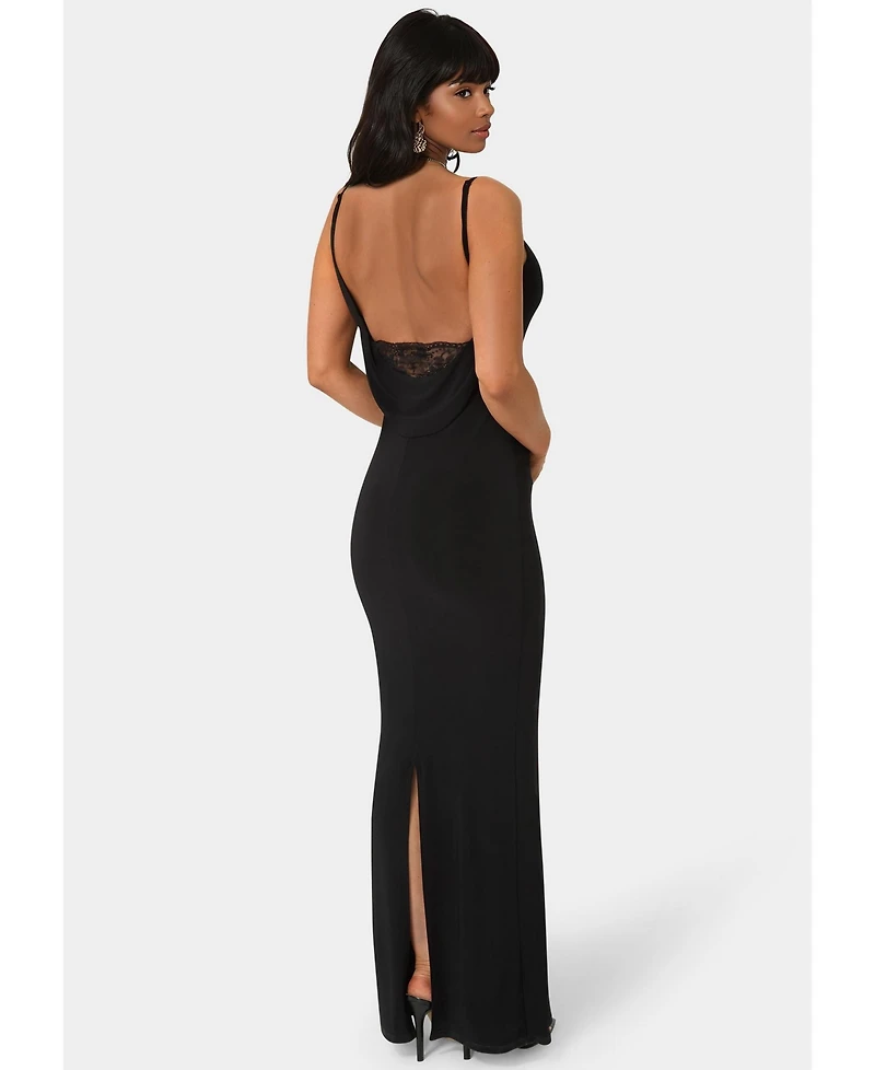 Bebe Women's Backless Lace Inset Maxi Dress