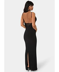 Bebe Women's Backless Lace Inset Maxi Dress