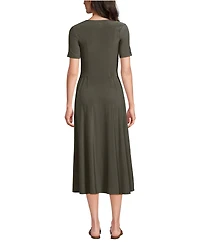 Lands' End Women's Silky Knit Sweetheart Midi Dress
