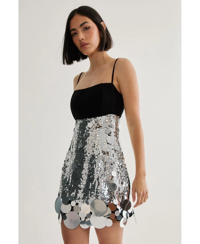 Nasty Gal Women's Sequin Disc Hem Sleeveless Mini Dress