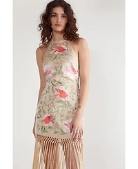 Nasty Gal Women's Beaded Halter Fringe Mini Dress