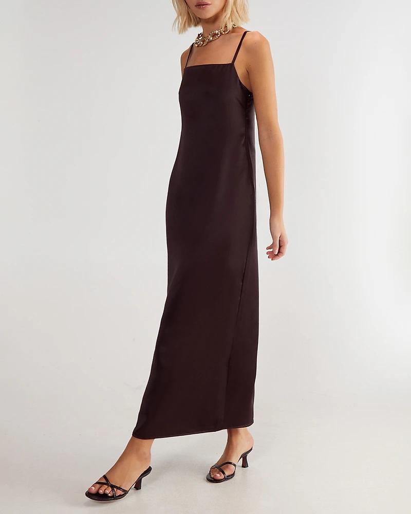 Nasty Gal Women's Satin Square Neck Maxi Slip Dress