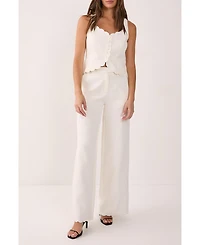 Nasty Gal Women's Embroidered Tailored Wide Leg Pants