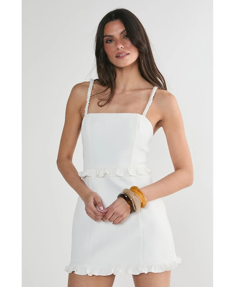 Nasty Gal Women's Ruched Strap Ruffle Tailored Mini Dress