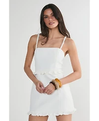 Nasty Gal Women's Ruched Strap Ruffle Tailored Mini Dress
