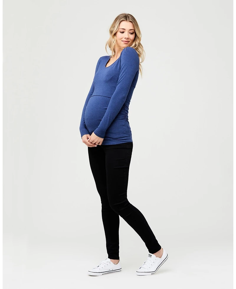 Ripe Maternity Organic Nursing Top Denim Marle - Perfect for Pregnancy and