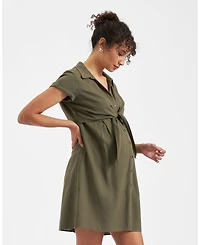 Ripe Maternity Maternity Colette Olive Tie Up Linen Dress Stylish and Comfortable Summer Wear